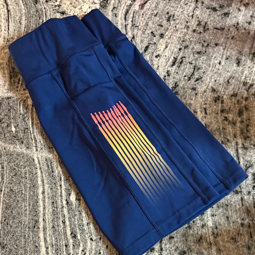 Blue Athletic Shorts with Gradient Stripe Savage Fenty
